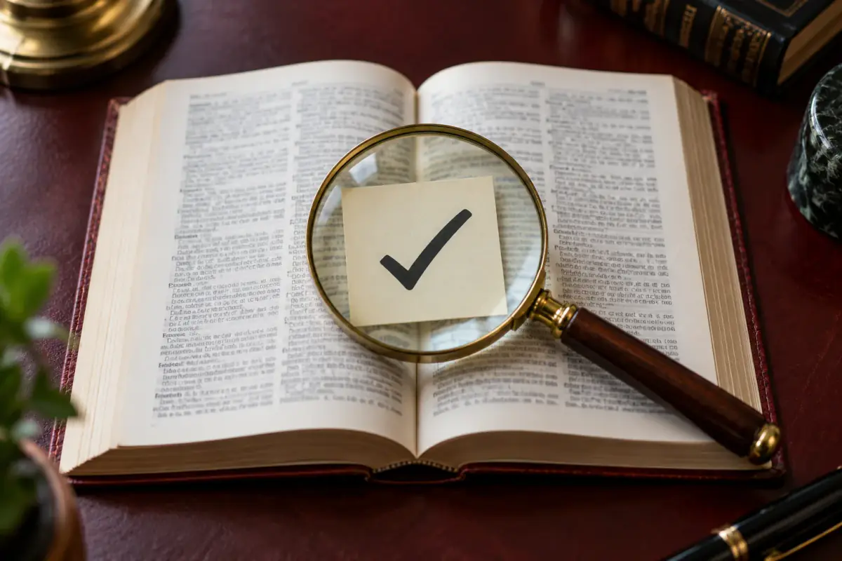 A magnifying glass and check mark representing fact-checking bond misconceptions.
